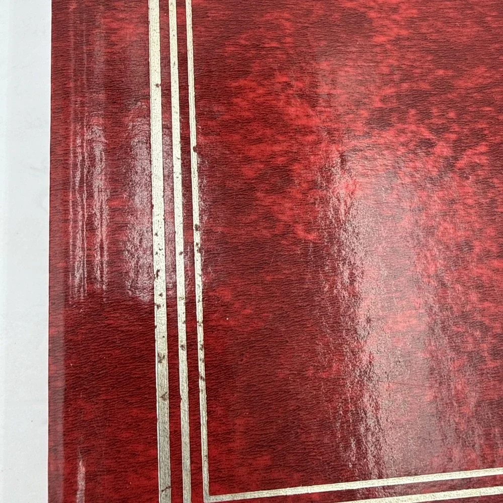Vintage Red Faux Leather Photo Album 3 Ring Binder Scrapbook 3X4 Photos